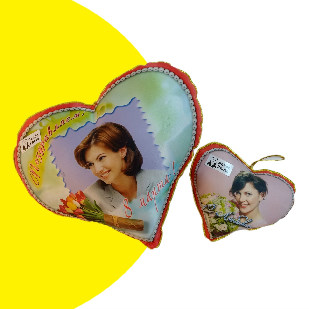 Подушка - сердце с фото на Новый Год